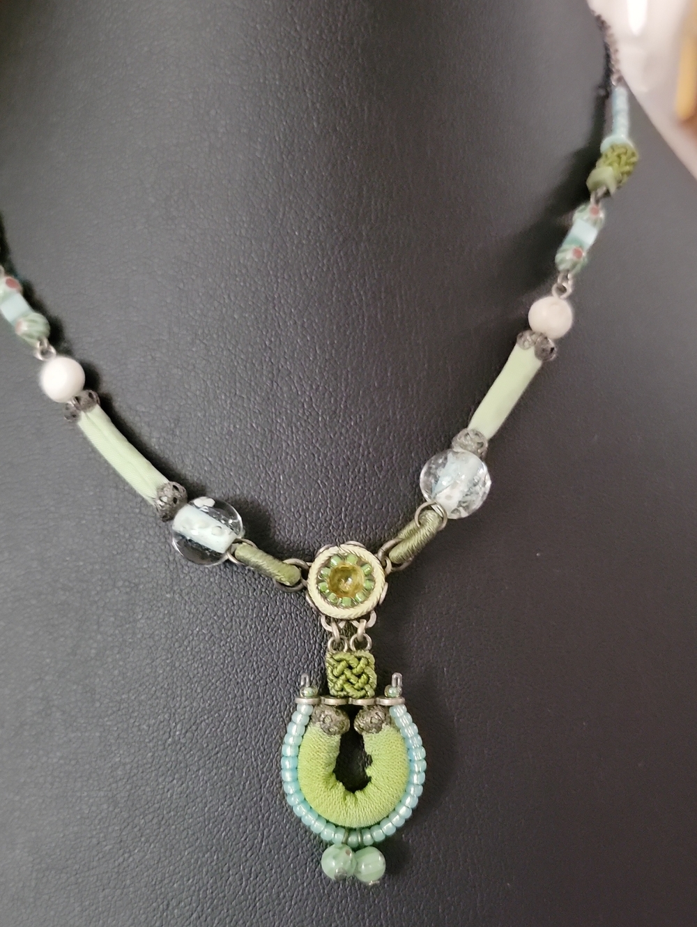Ayala Bar Mint Green Beaded Pendant Necklace - Unbranded